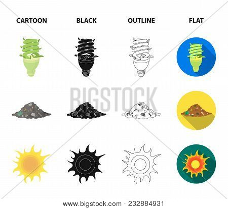 An Ecological Lamp, The Sun, A Garbage Dump, A Sprout From The Earth.bio And Ecology Set Collection 