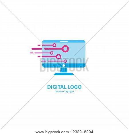 Illustration Design Of Logotype Business Web Marketing. Vector Computer Web Icon.