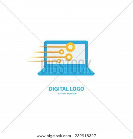 Illustration Design Of Logotype Business Web Marketing. Vector Computer Web Icon.