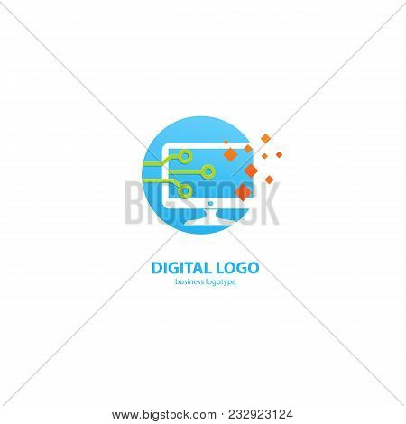 Illustration Design Of Logotype Business Web Marketing. Vector Computer Web Icon.