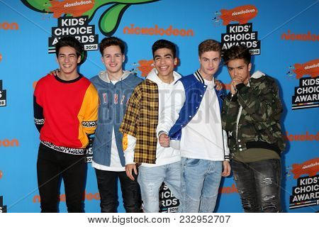 LOS ANGELES - MAR 24:  Chance Perez, Michael Conor, Drew Ramos, Sergio Calderon, Brady Tutton at the 2018 Kid's Choice Awards at Forum on March 24, 2018 in Inglewood, CA