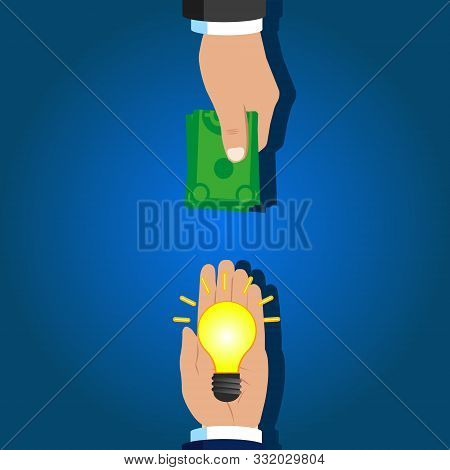 Idea Trading For Money Concept. Vector Illustration.