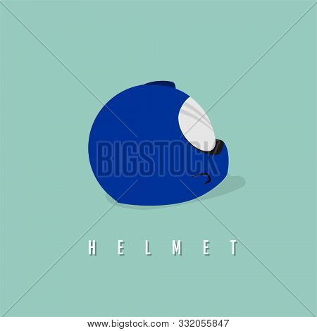 Blue Motorcycle Helmet With Visor Template Vector Design