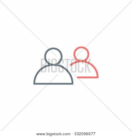Line Icon Two People, One Behind. Editable Stroke. Stock Vector Illustration Isolated On White Backg