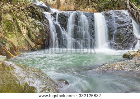 Chet Kod Waterfall In Ecotourism Study Center, Chet Kod-pong Kon Sao, Thailand.