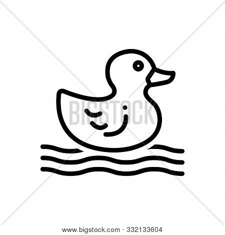 Black Line Icon For Duck Baby Rubberduck Animal
