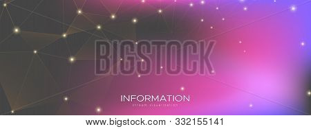 Technology Concept. Magic Big Data Illustration. Pink Triangles Pattern. Violet Futuristic Connectio
