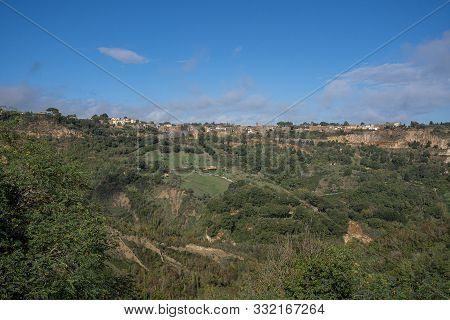 Scenic Mountain View To The City Of Salci In Lazio, Italy