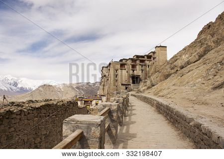 View Landscape Of Leh Stok Monastery Or Stok Gompa Palace At Leh Ladakh Village While Winter Season 
