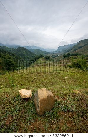 Beautiful Shot Of Sapa And The Surrounding Mountains In North Vietnam During A Overcast Day In Autum