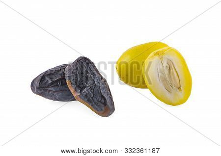 Fresh Undried Date Fruit Isolated On White