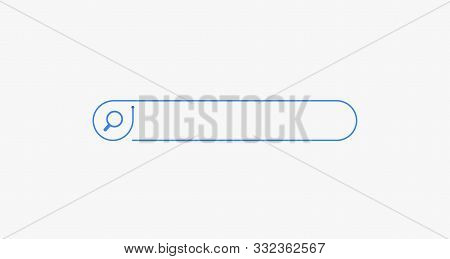 Search Bar. Horizontal Linear Border With Text Input Field, Magnifying Glass Icon In Frame. Simple F