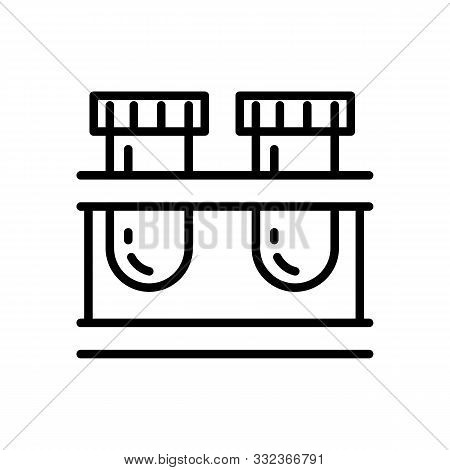 Tubes Or Flasks, Chemical Test Lab Equipment, Isolated Linear Icon