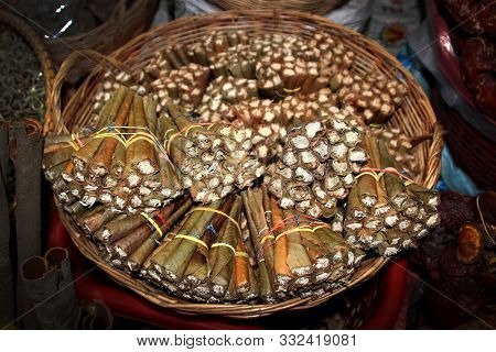 Bidi Is Hand-rolled Cigarettes From India And Other Countries Of Southeast Asia On Market Phnom Penh