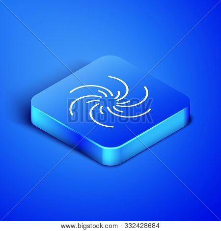 Isometric Black Hole Icon Isolated On Blue Background. Space Hole. Collapsar. Blue Square Button. Ve
