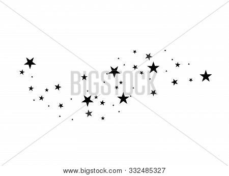 Stars On A White Background. Black Star Shooting With An Elegant Star.meteoroid, Comet, Asteroid, St