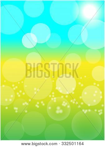 Summer Spring Sunny Bokeh Abstract Background,  Yellow Blooming Meadow In Sunlight.