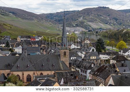 The Wine-village Graach At The River Mosel With The Church In The Middle