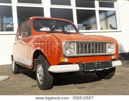 Giessen, Germany August, 2019: Red Renault 4. Renault Is A French Automobile Manufacturer.