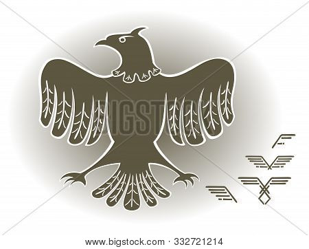 Eagle In The Style Of Images Of Ancient Peoples. Eps10 Vector Illustration.