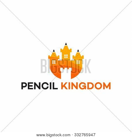 Modern Pencil Kingdom Logo Template Design - Vector
