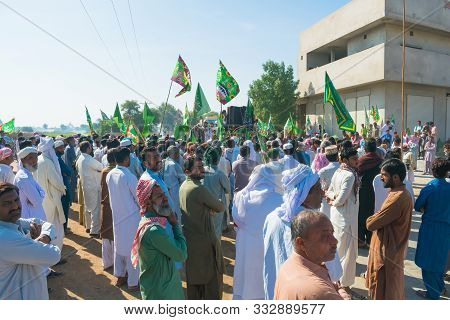 Rahim Yar Khan,punjab,pakistan-november 10,2019:people Celebrating Jashan E Eid Milad Un Nabi  Rally