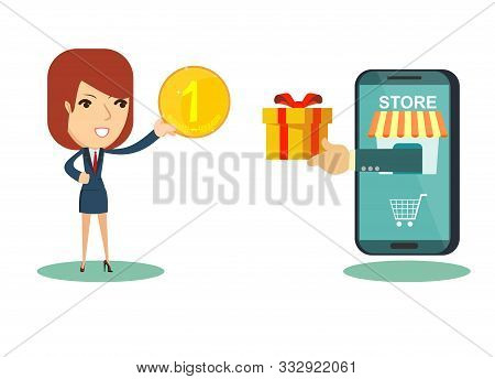 Online Shopping E-commerce Concept. Stock Flat Vector Illustration.