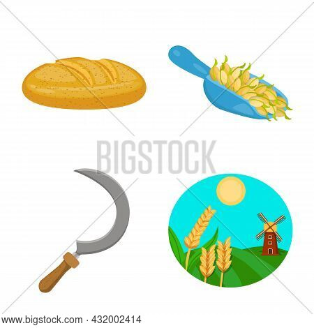 Vector Design Of Farm And Arable Icon. Collection Of Farm And Wheat Stock Vector Illustration.