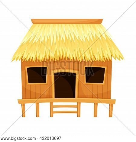 Tropical Thatched Hut Or Bungalow As Summer House Vector Illustration
