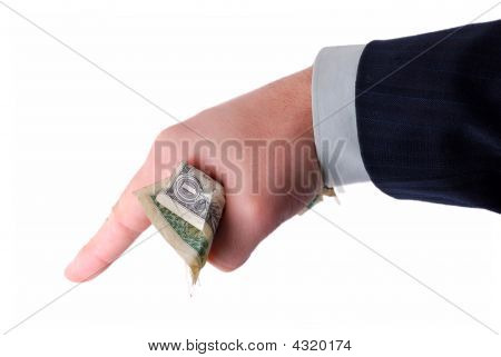 Hand Indicating Down With Dollar