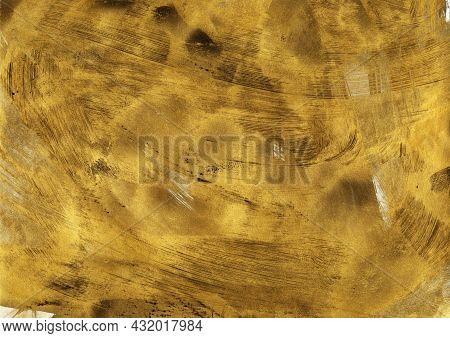 Glamour Glistering Gold Texture. Abstract Splattered Paper Background. Modern Art With Golden Acryli