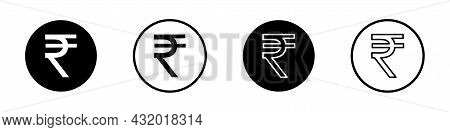Rupee Coins. Indian Rupee Icons Set Isolated On White Background. Vector Illustration