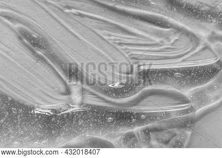 Cosmetic Serum Or Gel Smear Swatch With Collagen And Peptides. Beauty Skincare Gel Texture. Emulsion
