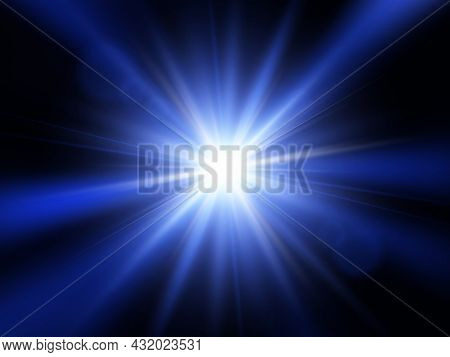 Blue Star, Blue Explosion Background With Rays, Vector Absrtact Illustration