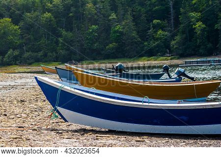 Fishing Dories On The Beach At Dark Harbour On Grand Manan
