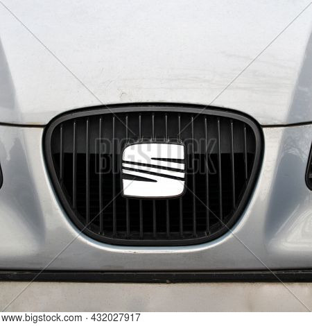 Seat Chrome Metal Logo, Luxury Car In Istanbul City, February 02, 2011 Istanbul Pendik Turkey Used C