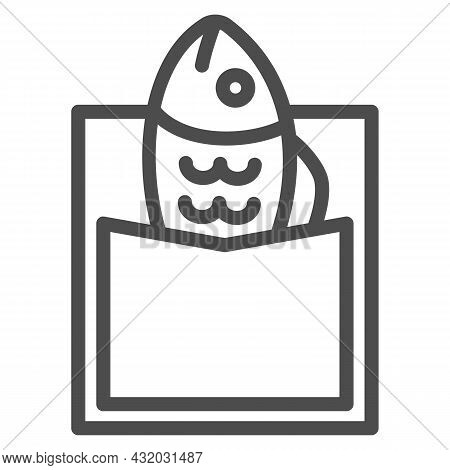 Bungeoppang Line Icon, Asian Food Concept, Korean Fish Shaped Bread With Beans Vector Sign On White 