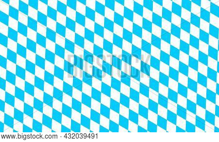 Bavarian Lozenge Background. Traditional Oktoberfest Pattern With Blue And White Rhombus. Bavaria Fl