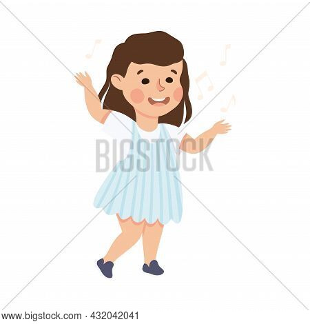 Energetic Girl Dancing Moving To Music Rythm Vector Illustration
