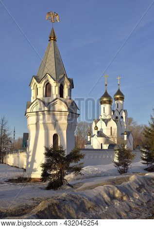 Orthodox Church In The Russian Architectural Tradition On The Outskirts Of The City Of Novosibirsk. 