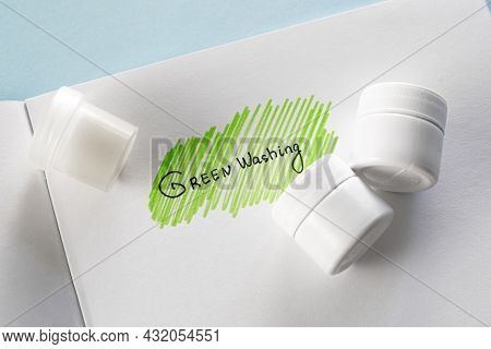 Greenwashing Concept. Drawing On Paper With Text And Green Marker Strokes. Environmental Marketing D
