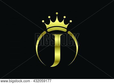Initial J Monogram Alphabet With A Crown. Royal, King, Queen Luxury Symbol. Font Emblem. Modern Luxu