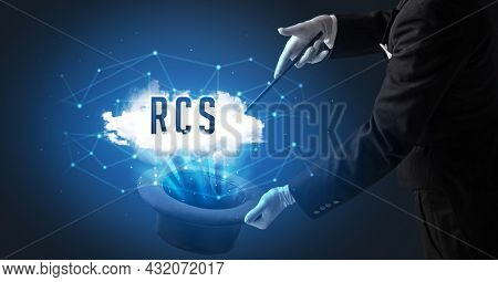 Magician or illusionist is showing magic trick