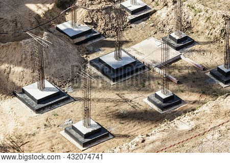 Monolithic Reinforced Concrete Foundations For The Construction Of A Residential Building. Grillage 