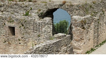 Ruins Of Roman Villa Grottoes Of Catullus In Sirmione At Lake Garda In Itlay