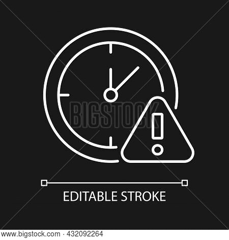 Do Not Use For Long Time White Linear Manual Label Icon For Dark Theme. Thin Line Customizable Illus