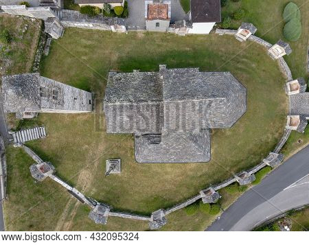 Drone View At Saint Filiberto Church At Pella On Lake Of Orta, Italy