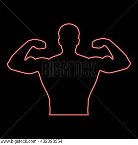 Neon Bodyblder It Is The Red Color Vector Illustration Flat Style Light Image