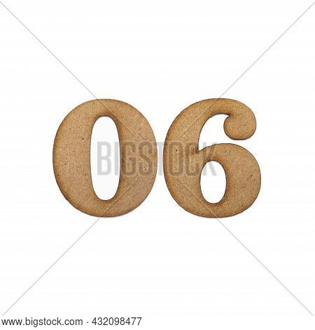 Number Zero Six, 06 - Piece Of Wood Isolated On White Background