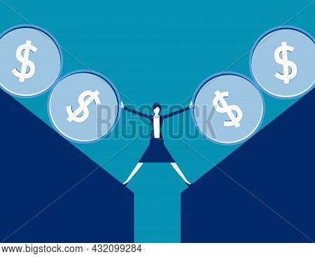 Businessman Stop The Coins Flowing Down. Financial Falling